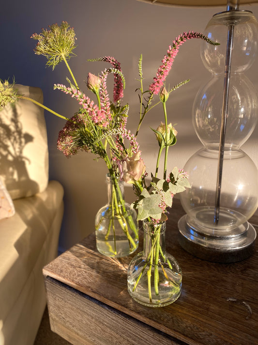 Twin Bud vases - seasonal flowers